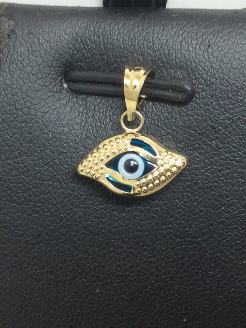 Men's/Women's 14k yellow real Gold EVIL  BLUE EYE pendant charm .60grams